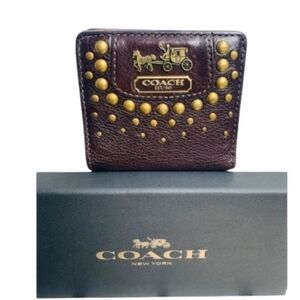 NWT NEW COACH MADISON OP ART SATEEN SMALL STUDDED WALLET